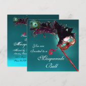 MARDI GRAS MASQUERADEBAL blau Kaart (Voorkant / Achterkant)