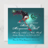 MARDI GRAS MASQUERADEBAL blau Kaart (Achterkant)