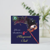 MARDI GRAS MASQUERADEBAL ,Blauw wit Kaart (Staand voorkant)