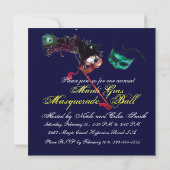 MARDI GRAS MASQUERADEBAL ,Blauw wit Kaart (Achterkant)