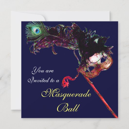 MARDI GRAS MASQUERADEBAL ,Blauw wit Kaart (Voorkant)