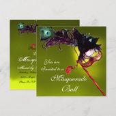 MARDI GRAS MASQUERADEBAL GEEL KAART (Voorkant / Achterkant)