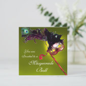 MARDI GRAS MASQUERADEBAL GEEL KAART (Staand voorkant)