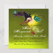 MARDI GRAS MASQUERADEBAL GEEL KAART (Achterkant)