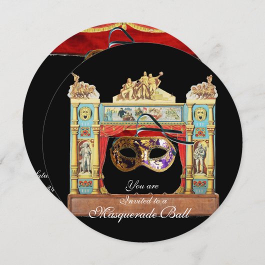 MARDI GRAS MASQUERADEBAL MASKERS THEATER PODIUM KAART (Voorkant / Achterkant)