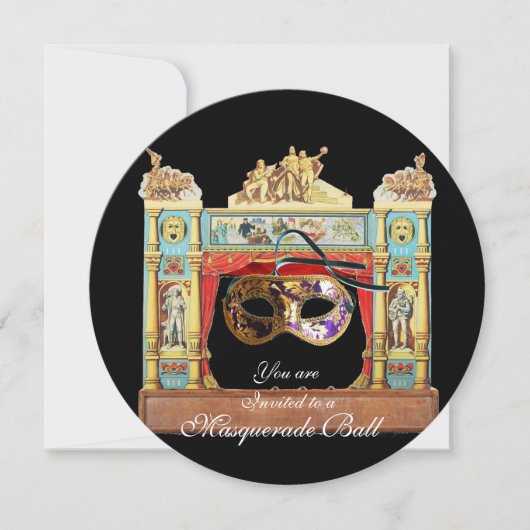 MARDI GRAS MASQUERADEBAL MASKERS THEATER PODIUM KAART (Voorkant)