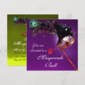 MARDI GRAS MASQUERADEBAL paars geel wit Kaart (Voorkant / Achterkant)