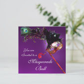 MARDI GRAS MASQUERADEBAL paars geel wit Kaart (Staand voorkant)