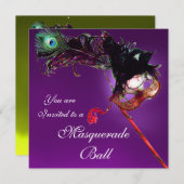 MARDI GRAS MASQUERADEBAL purple paars geel wit Kaart (Voorkant / Achterkant)