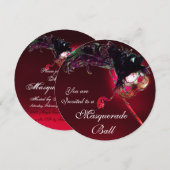 MARDI GRAS MASQUERADEBAL rood burgundy Kaart (Voorkant / Achterkant)
