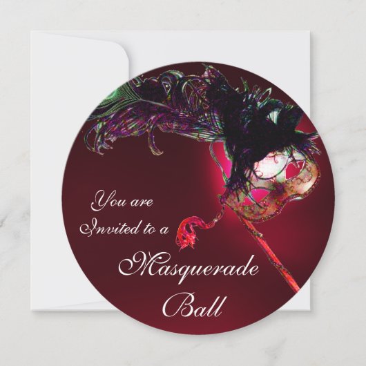 MARDI GRAS MASQUERADEBAL rood burgundy Kaart (Voorkant)