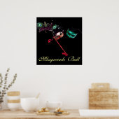 MARDI GRAS MASQUERADEBAL ,Zwart Poster (Keuken)