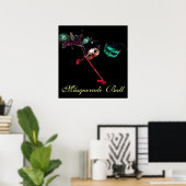 MARDI GRAS MASQUERADEBAL ,Zwart Poster (Thuiskantoor)