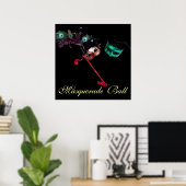 MARDI GRAS MASQUERADEBAL ,Zwart Poster (Thuiskantoor)