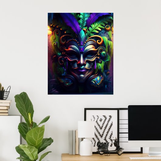 Mardi Gras Mast Vet Dinsdag Muur Poster Print (Thuiskantoor)