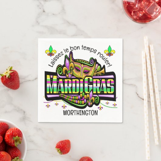 Mardi Gras Matches Thema Papier Servet (Insitu)