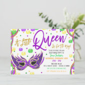 Mardi Gras Meisje Baby Shower Uitnodiging (Staand voorkant)