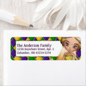 Mardi Gras Meisje d1 Retouradres Labels (Insitu)