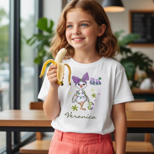 Mardi Gras-meisje met eigen naam Eenden Carnaval T T-shirt