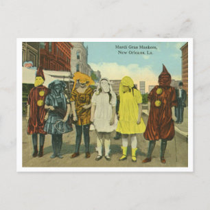 Mardi Gras meisjes in kostuums Briefkaart