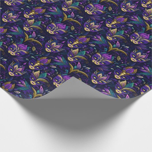 Mardi Gras met goudgele maskers Cadeaupapier (Hoek)