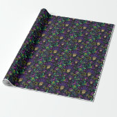 Mardi Gras met goudgele maskers Cadeaupapier (Uitgerold)
