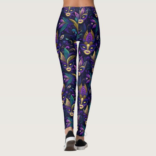 Mardi Gras met goudgele maskers Leggings (Achterkant)
