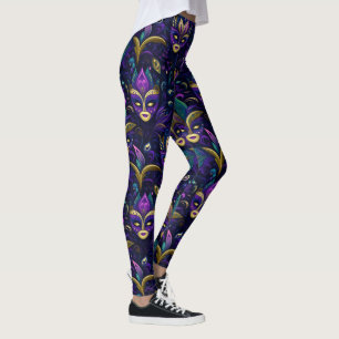 Mardi Gras met goudgele maskers Leggings