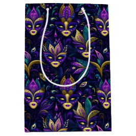 Mardi Gras met goudgele maskers Medium Cadeauzakje