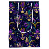 Mardi Gras met goudgele maskers Medium Cadeauzakje (Achterkant)