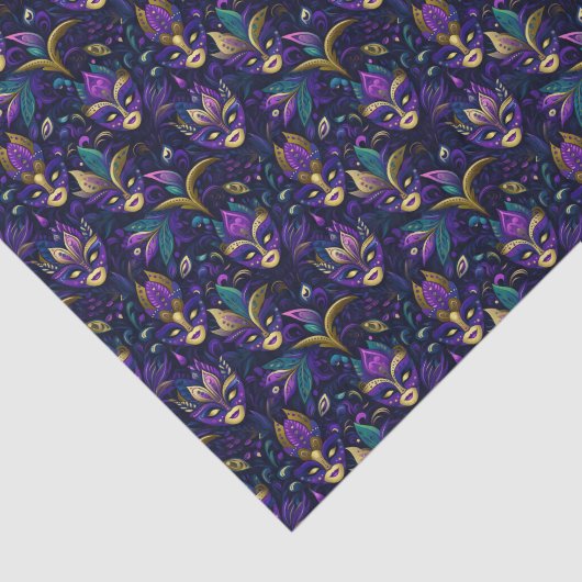 Mardi Gras met goudgele maskers Tissuepapier (Detail)