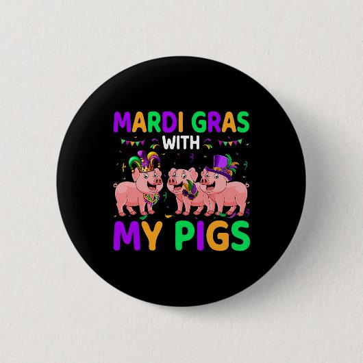 Mardi Gras Met Mijn Varkens Drie Schattigee Varken Ronde Button 5,7 Cm (Voorkant)