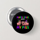 Mardi Gras Met Mijn Varkens Drie Schattigee Varken Ronde Button 5,7 Cm (Voorkant /achterkant)
