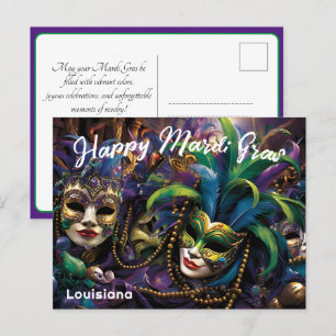 💜 Mardi Gras met prachtige maskers Briefkaart
