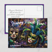 💜 Mardi Gras met prachtige maskers Briefkaart (Voorkant / Achterkant)