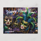 💜 Mardi Gras met prachtige maskers Briefkaart (Voorkant)