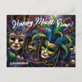 💜 Mardi Gras met prachtige maskers Briefkaart