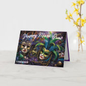 💜 Mardi Gras met prachtige maskers Kaart (Gele Bloem)