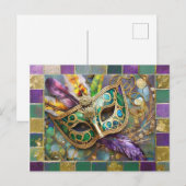 Mardi Gras Metalen Keramisch Veer Masker Briefkaart (Voorkant / Achterkant)