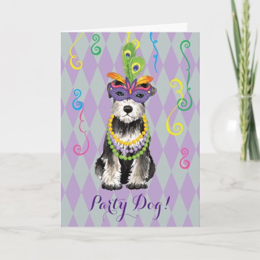 Mardi Gras Mini Schnauzer Kaart (Voorkant)
