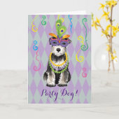 Mardi Gras Mini Schnauzer Kaart (Gele Bloem)
