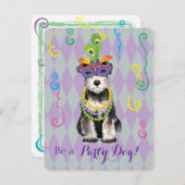 Mardi Gras Mini Schnauzer Kaart (Voorkant / Achterkant)