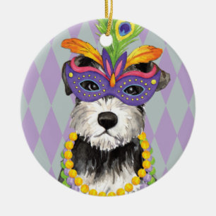 Mardi Gras Mini Schnauzer Keramisch Ornament