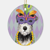 Mardi Gras Mini Schnauzer Keramisch Ornament (Links)