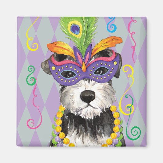 Mardi Gras Mini Schnauzer Magneet (Voorkant)