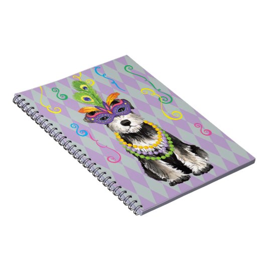 Mardi Gras Mini Schnauzer Notitieboek (Rechterzijde)
