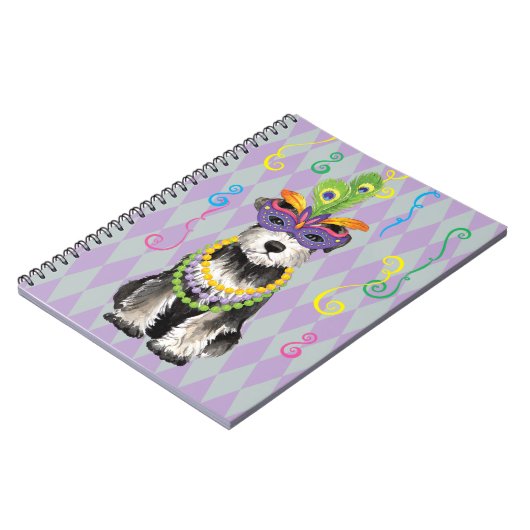 Mardi Gras Mini Schnauzer Notitieboek (Linkerzijde)