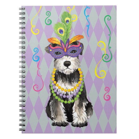 Mardi Gras Mini Schnauzer Notitieboek (Voorkant)