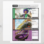 Mardi Gras Mock Ticket voor reizen en evenementen (Voorkant / Achterkant)