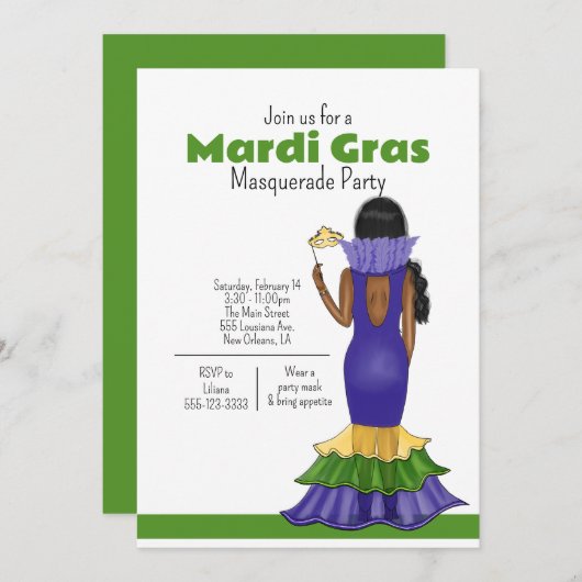 Mardi Gras Mode Illustratie - Feest Kaart (Voorkant / Achterkant)